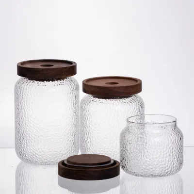 Набор банок для сыпучих продуктов с бамбуковыми крышками 400/600/800 мл Набор банок для сыпучих продуктов с бамбуковыми крышками 400/600/800 мл