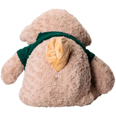 Мягкая игрушка Мишка в зеленом свитере с пледом 110*150см, бежевый Мягкая игрушка Мишка в зеленом свитере с пледом 110*150см, бежевый