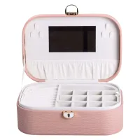 Скринька-органайзер для прикрас з екошкіри із замком 26х18х9,5 см, рожевий