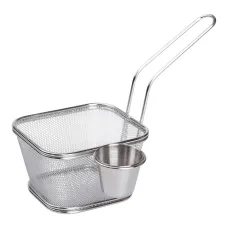 Корзинка сервировочная для фри и снеков с соусником 13*11*7 см, хром