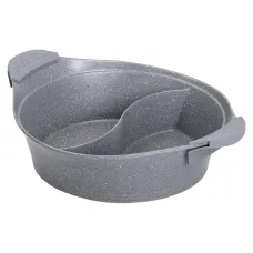 Кастрюля с разделителем для шабу-шабу MGC алюминиевая 4 л с антипригарным покрытием, серый