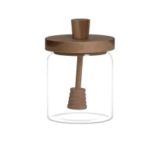 Медовница стеклянная с бамбуковой крышкой 500 мл