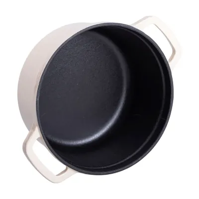 Кокотниця чавунна з емальованим покриттям 2 л, бежевий Кокотниця чавунна з емальованим покриттям 2 л, бежевий