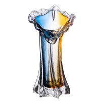 Ваза ручної роботи Crystal Coast скляна 24.5 см, жовто-синій, жовто-синій