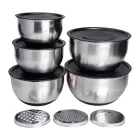 Набор мисок с крышками 5 штук из нержавеющей стали 24/22/16/18/20.5 см