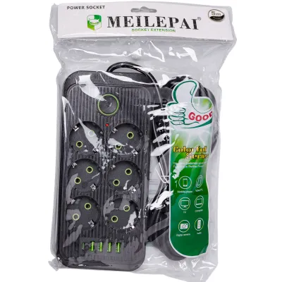 Сетевой фильтр-удлинитель SMART 6 розеток 5 USB 5 метров, черный