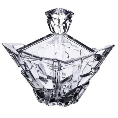 Сахарница Bohemiya из толстого стекла с крышкой 19 см