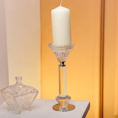 Подсвечник стеклянный Crystal lotus декоративный 17.3 см