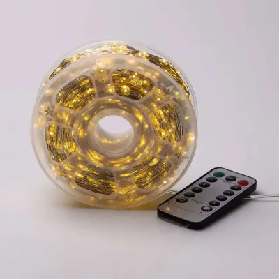 Гирлянда Роса нить 2000 LED длина 200 м с пультом от сети, желтый Гирлянда Роса нить 2000 LED длина 200 м с пультом от сети, желтый