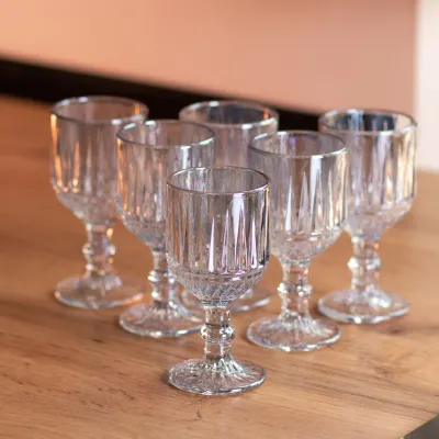 Набор стаканов для напитков 6 штук 50 мл из толстого стекла ребристые, голубой