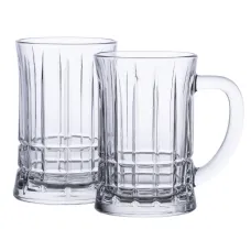 Набор пивных кружек 2 штуки по 310 мл из толстого стекла, прозрачный