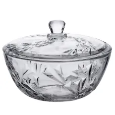Салатница стеклянная с крышкой 24 см под хрусталь