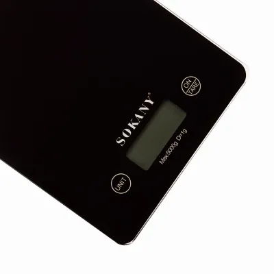 Ваги кухонні електронні SOKANY SK-19027 до 5 кг з плоскою платформою, чорний Ваги кухонні електронні SOKANY SK-19027 до 5 кг з плоскою платформою, чорний