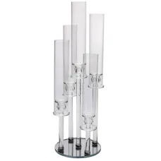 Подсвечник декоративный на 5 свечей стеклянный с круглым основанием 72.5 см