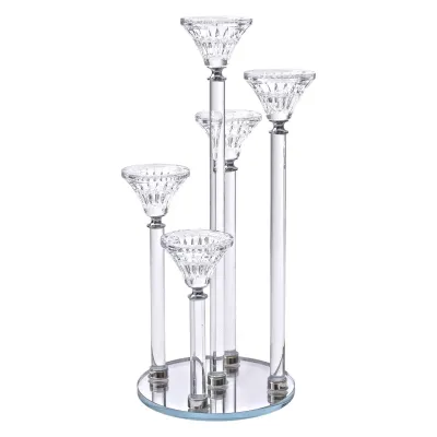 Підсвічник скляний Lotus на 5 свічок з круглою основою 37.5 см