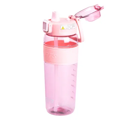 Бутылочка для воды Sports 800 мл с трубочкой, розовый