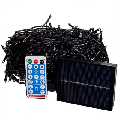 Гирлянда Нить уличная 500 LED 50 м на солнечной батарее черная, белый