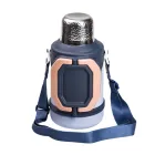 Термос походный Vacuum Cup 1,5 л с флип крышкой и складными ручками, темно-синий