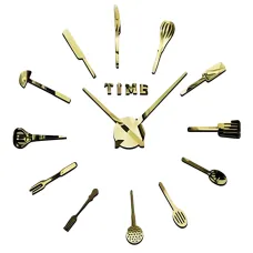 Часы 3-D TIME настенные безкаркасные 10 см, золото