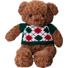Мягкая игрушка Мишка в зеленом свитере с пледом 110*150см, коричневый