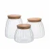 Набор банок для сыпучих продуктов стеклянные с бамбуковыми крышками 3 штуки 0.5/0.8/1 л