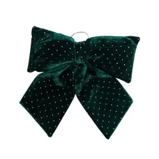 Бант новогодний со стразами бархатный 45*50 см, зеленый