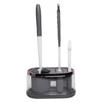 Набор аксессуаров для туалета с подставкой, темно-серый