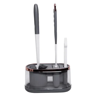 Набор аксессуаров для туалета с подставкой, темно-серый