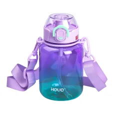 Бутылка для напитков с ремешком и трубочкой 700 мл, фиолетовый