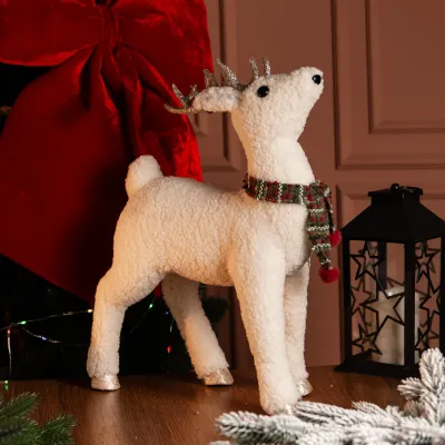 Новорічна фігурка Оленятко зі срібними рогами 31*12*38 см