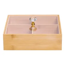 Менажница бамбуковая квадратная с крышкой 22*22*8 см