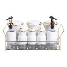 Набор для специй и жидких текстур на металлической подставке, белый