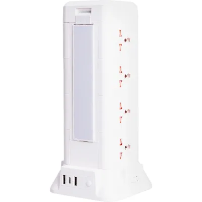 Сетевой фильтр-удлинитель TOWER 12 розеток LED-лампа 3USB + 1PD 4,8 метра