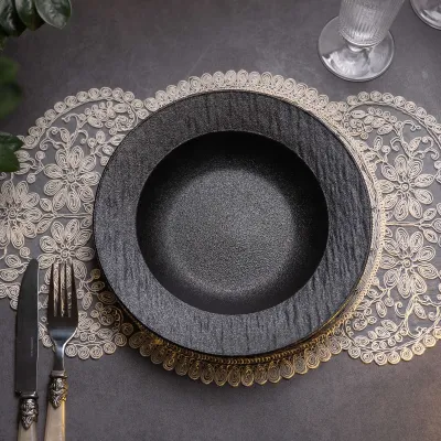 Тарелка суповая фарфоровая 23 см, черный