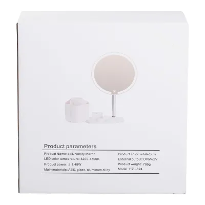 Косметическое зеркало с LED-подсветкой и органайзером 21 см, розовый Косметическое зеркало с LED-подсветкой и органайзером 21 см, розовый