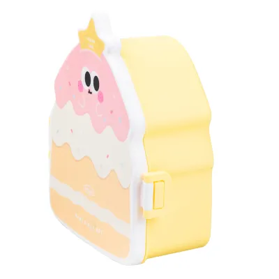 Ланч-бокс детский со столовыми приборами Cake 20*18*8 см, лимонный Ланч-бокс детский со столовыми приборами Cake 20*18*8 см, лимонный