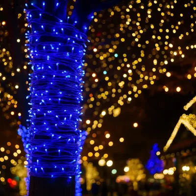 Гирлянда Нить уличная 300 LED 30 м от сети белая нить, синий