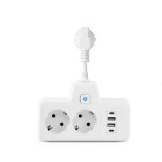 Мережевий фільтр-розгалужувач SNAILS 2 розетки LED 4 USB 8 см, білий