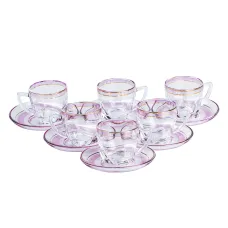 Чайный сервиз на 6 персон стеклянный Clear, розовый