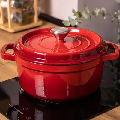 Кокотница чугунная с эмалированным покрытием 3 л, красный