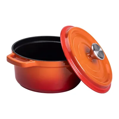Кокотница чугунная с эмалированным покрытием 2 л, оранжевый