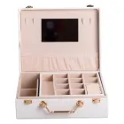 Кейс-органайзер для украшений с накидными замками 24х18,5х8,5 см из экокожи, белый