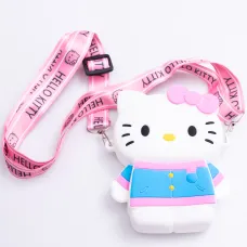 Детская сумочка Hello Kitty силиконовая на молнии 13*10*3 см, белый