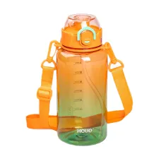 Бутылка для воды спортивная 1 л с мундштуком и ремешком, оранжевый