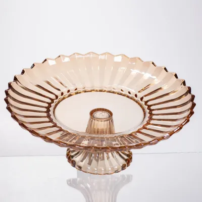 Фруктовница на ножке стеклянная 29 см, коричневый