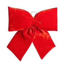 Бант новогодний со стразами бархатный 55*70 см, красный