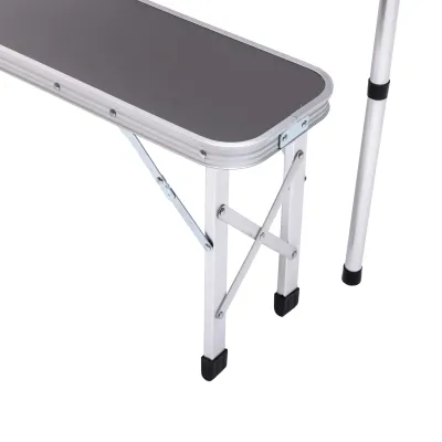 Стол складной и две скамейки для кемпинга 90*60*39.5/70 см, серый