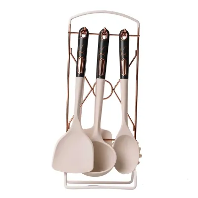 Набор кухонных принадлежностей 6 штук на подставке, бежевый Набор кухонных принадлежностей 6 штук на подставке, бежевый