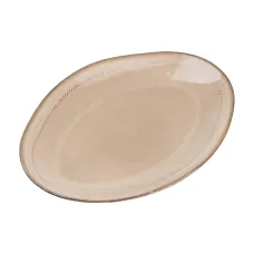 Блюдо сервировочное фарфоровое 33.5*23 см в ретро стиле, бежевый