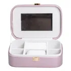 Шкатулка-органайзер для украшений из экокожи с накидным замком 20х14х7 см, лаванда